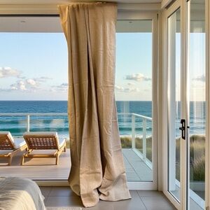 ARHAUS 100% Linen Pole top Tan Natural Drapes  50”x110”